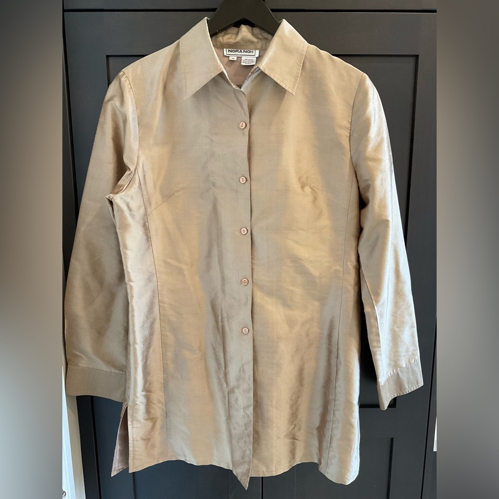✨💛 Norah Noh Rare Vintage 80s/90s Gold 100% Silk Blouse M EUC Old Money